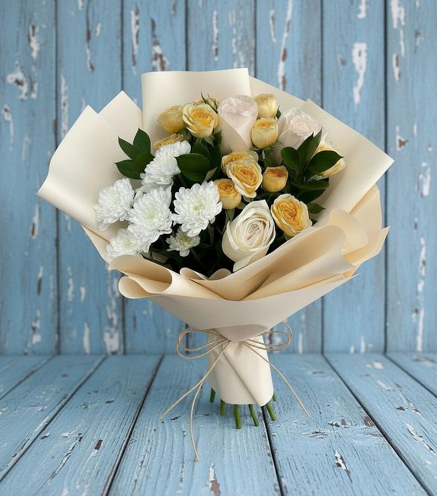 Букет цветов из: Розы и Хризантемы в Болгатищево