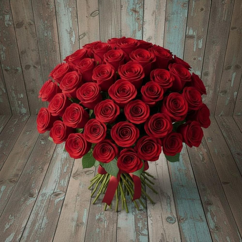 Букет 55 Красных роз Фридом в Болгатищево