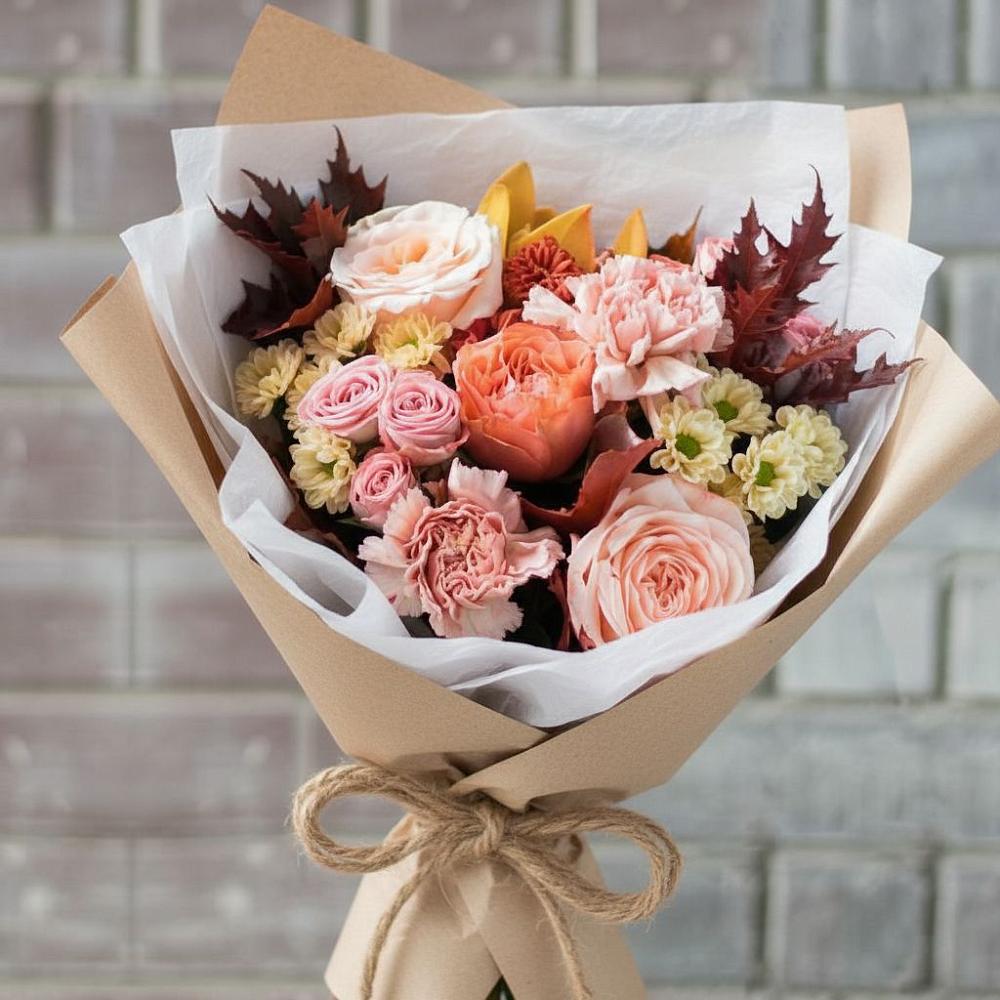 Букет цветов из: Гвоздики, Хризантемы и Розы в Болгатищево