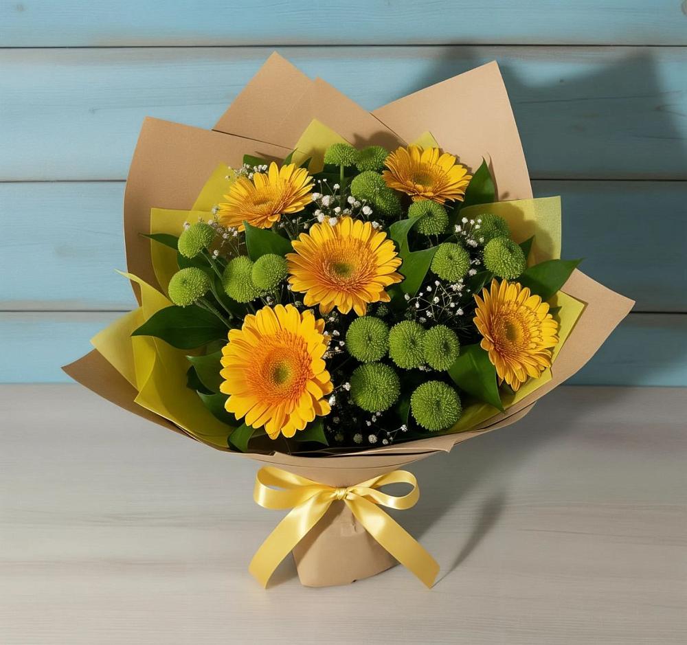 Букет цветов из: Герберы и Хризантемы в Болгатищево