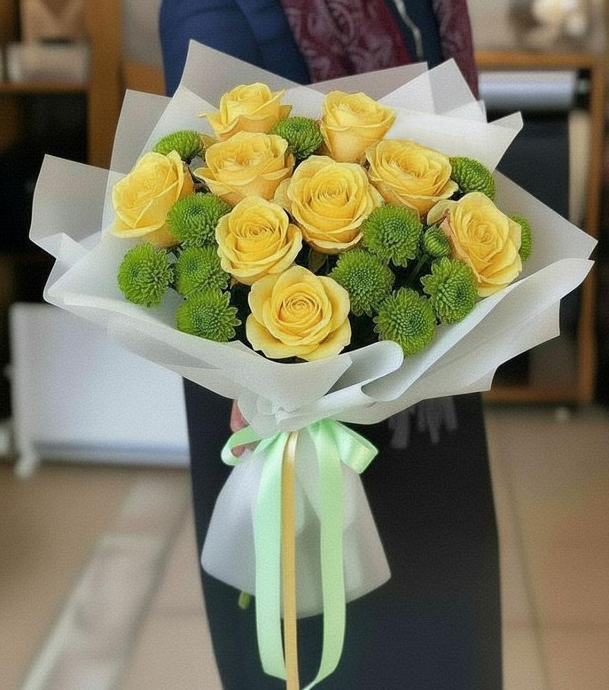 Букет цветов из: Хризантемы и Розы в Болгатищево