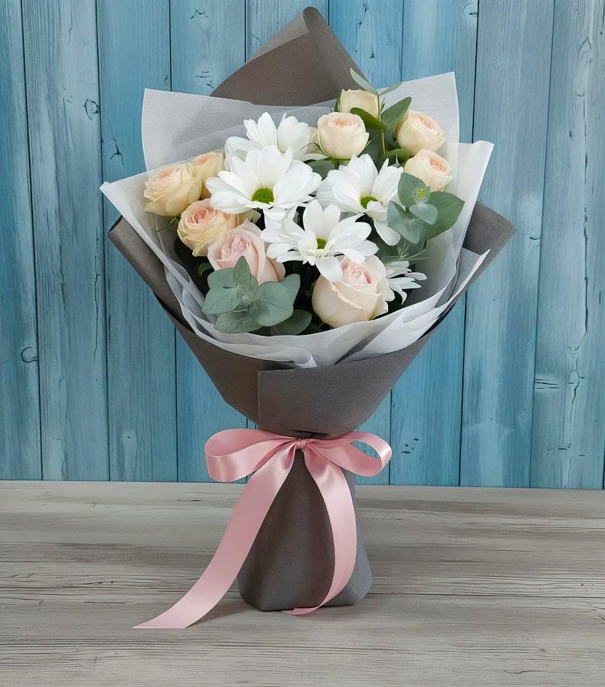 Букет цветов из: Хризантемы и Розы в Болгатищево