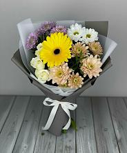 Букет цветов из:  Розы, Герберы и Хризантемы в Болгатищево