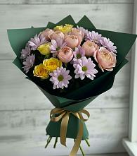 Букет цветов из:  Хризантемы и Розы #REPLACE_PRED# Болгатищево