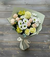 Букет цветов из:  Альстромерии, Розы и Хризантемы в Болгатищево