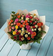 Букет Микс из разноцветных кустовых роз #REPLACE_PRED# Болгатищево