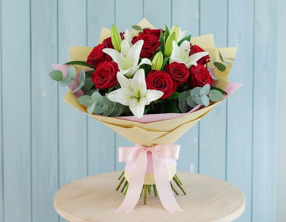 Букет цветов из: Лилии и Розы в Болгатищево